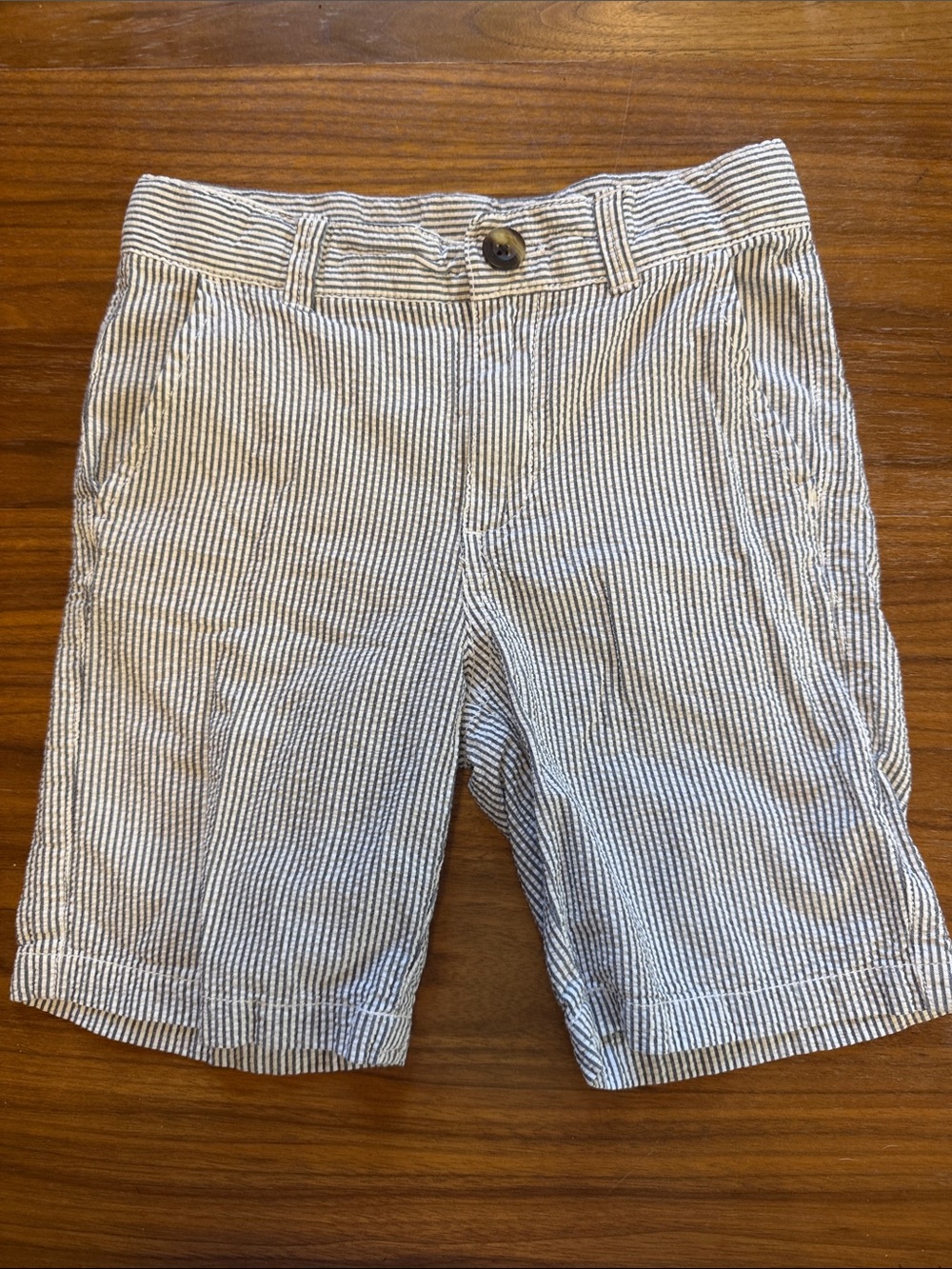 Boys Blue & White Seersucker Stripe Chino Shorts